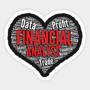 Financial Analyst Heart Shape Word Cloud Design graphic Sticker